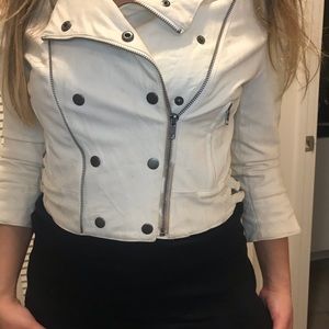 Leather Moto jacket- white- Bebe